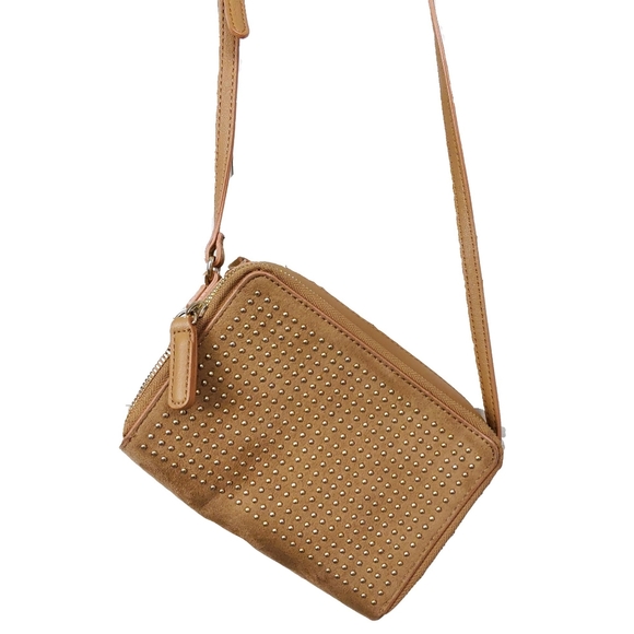 Nine West Gold Studded Adj. Strap Crossbody Bag - Picture 2 of 8